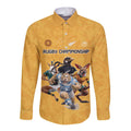 Custom Rugby Southern Hemisphere Long Sleeve Button Shirt Argentina AUNZ South Africa Mascot Gold - Aussie Hoodie