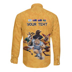 Custom Rugby Southern Hemisphere Long Sleeve Button Shirt Argentina AUNZ South Africa Mascot Gold - Aussie Hoodie