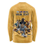 Custom Rugby Southern Hemisphere Long Sleeve Shirt Argentina AUNZ South Africa Mascot Gold - Aussie Hoodie