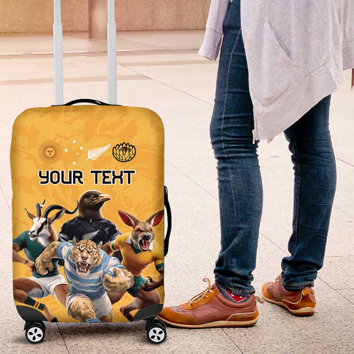 Custom Rugby Southern Hemisphere Luggage Cover Argentina AUNZ South Africa Mascot Gold - Aussie Hoodie