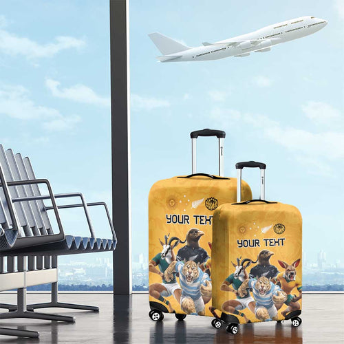 Custom Rugby Southern Hemisphere Luggage Cover Argentina AUNZ South Africa Mascot Gold - Aussie Hoodie