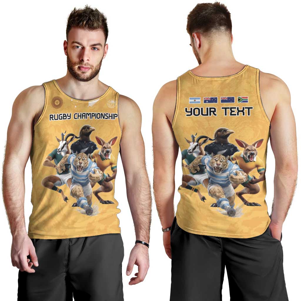Custom Rugby Southern Hemisphere Men Tank Top Argentina AUNZ South Africa Mascot Gold - Aussie Hoodie