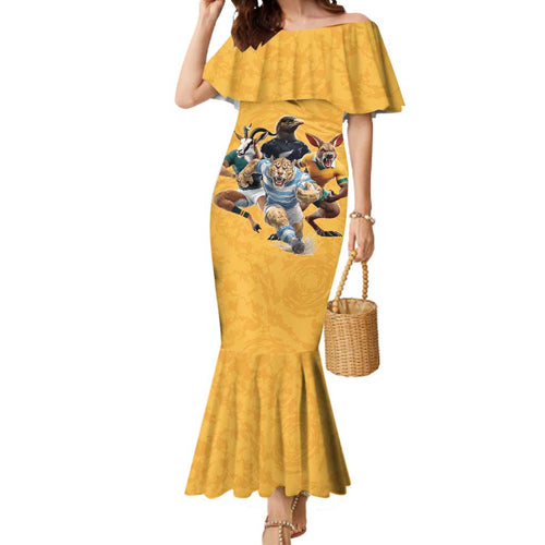 Custom Rugby Southern Hemisphere Mermaid Dress Argentina AUNZ South Africa Mascot Gold - Aussie Hoodie