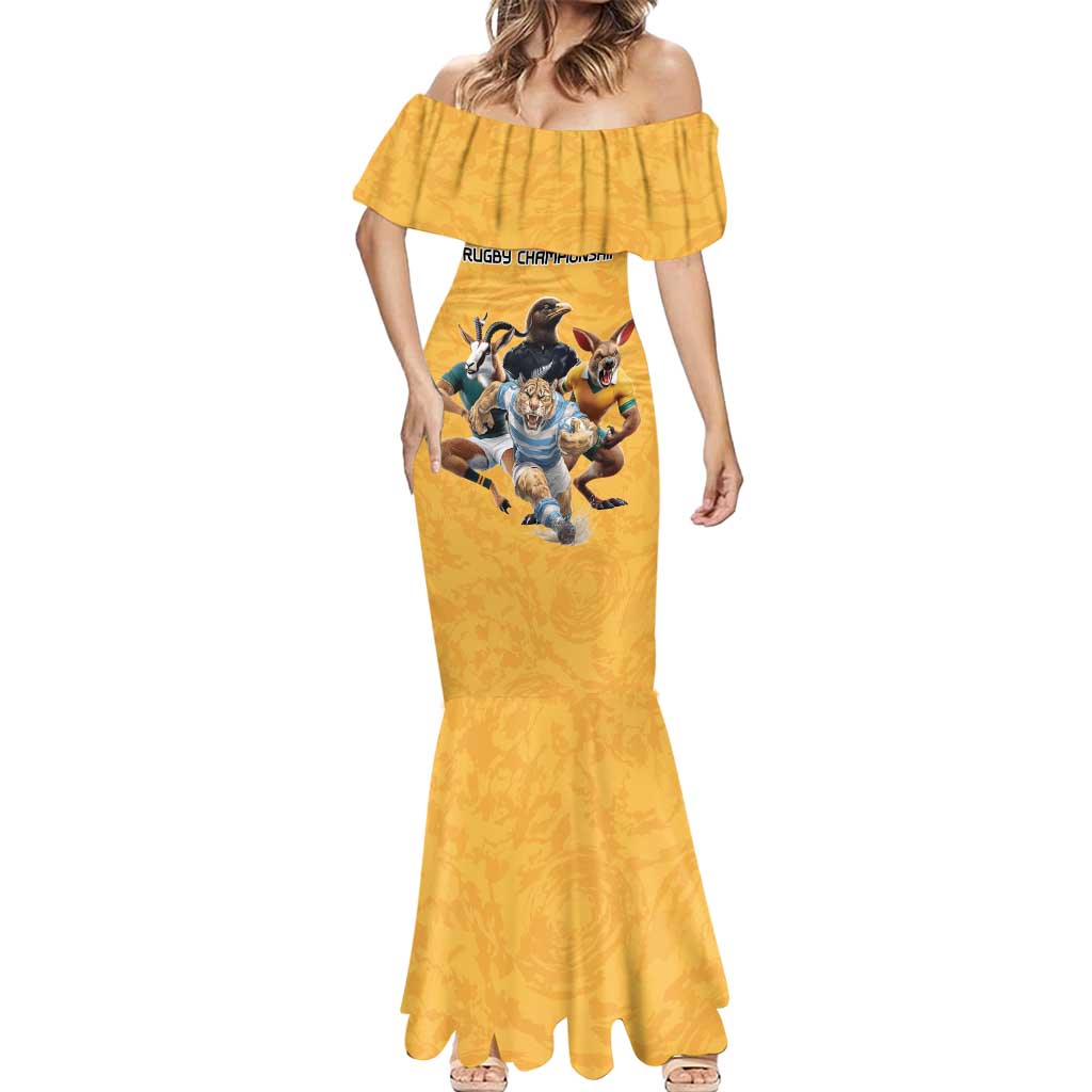 Custom Rugby Southern Hemisphere Mermaid Dress Argentina AUNZ South Africa Mascot Gold - Aussie Hoodie