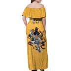 Custom Rugby Southern Hemisphere Off Shoulder Maxi Dress Argentina AUNZ South Africa Mascot Gold - Aussie Hoodie