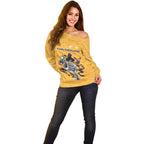 Custom Rugby Southern Hemisphere Off Shoulder Sweater Argentina AUNZ South Africa Mascot Gold - Aussie Hoodie