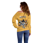 Custom Rugby Southern Hemisphere Off Shoulder Sweater Argentina AUNZ South Africa Mascot Gold - Aussie Hoodie