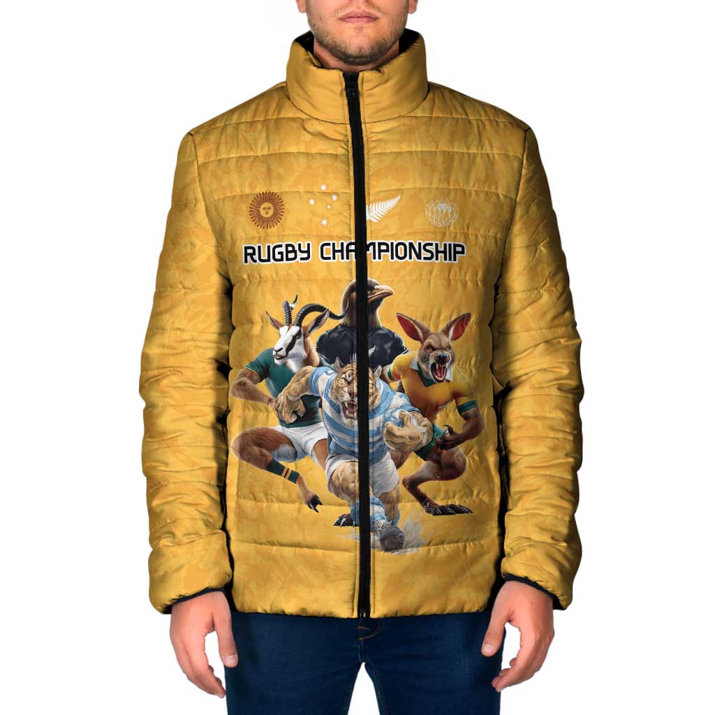 Custom Rugby Southern Hemisphere Padded Jacket Argentina AUNZ South Africa Mascot Gold - Aussie Hoodie