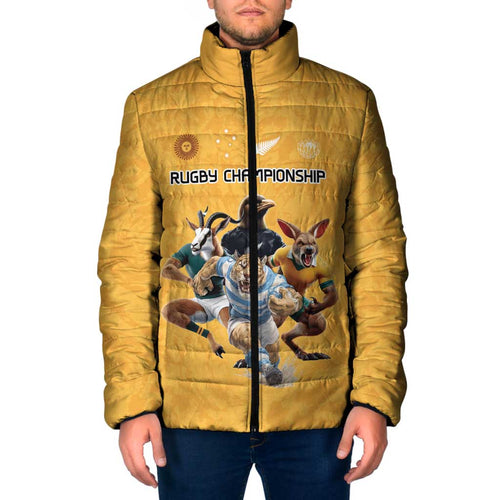 Custom Rugby Southern Hemisphere Padded Jacket Argentina AUNZ South Africa Mascot Gold - Aussie Hoodie
