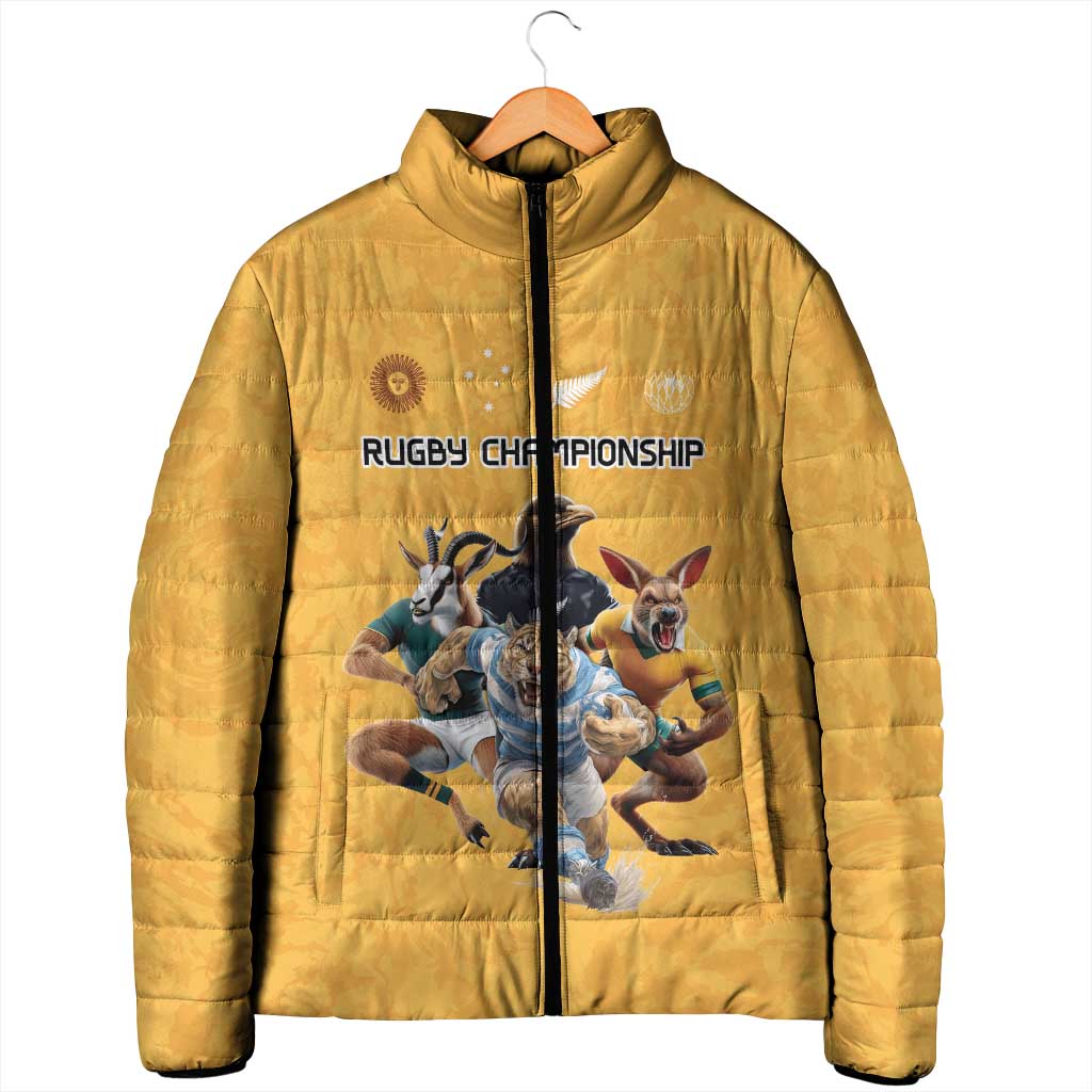 Custom Rugby Southern Hemisphere Padded Jacket Argentina AUNZ South Africa Mascot Gold - Aussie Hoodie