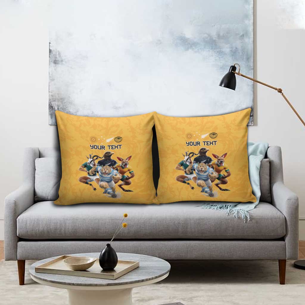 Custom Rugby Southern Hemisphere Pillow Cover Argentina AUNZ South Africa Mascot Gold - Aussie Hoodie