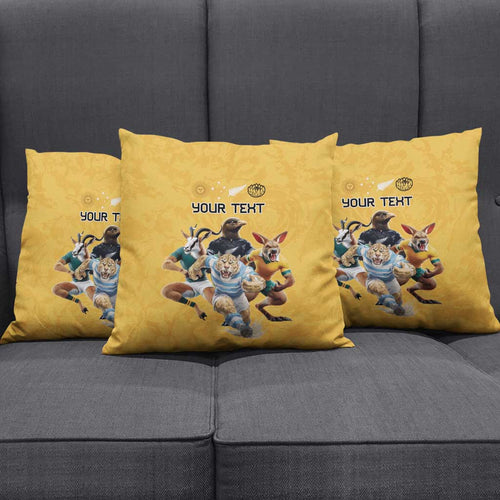 Custom Rugby Southern Hemisphere Pillow Cover Argentina AUNZ South Africa Mascot Gold - Aussie Hoodie