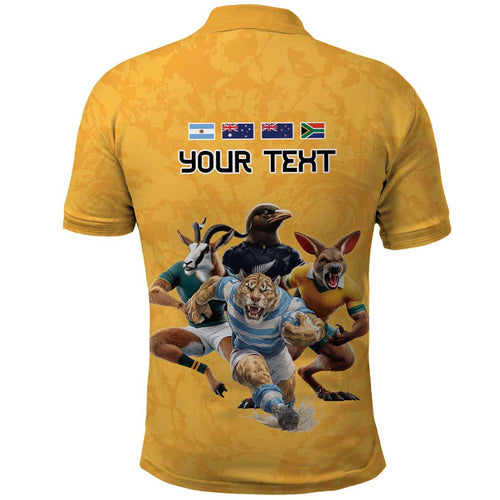 Custom Rugby Southern Hemisphere Polo Shirt Argentina AUNZ South Africa Mascot Gold - Aussie Hoodie