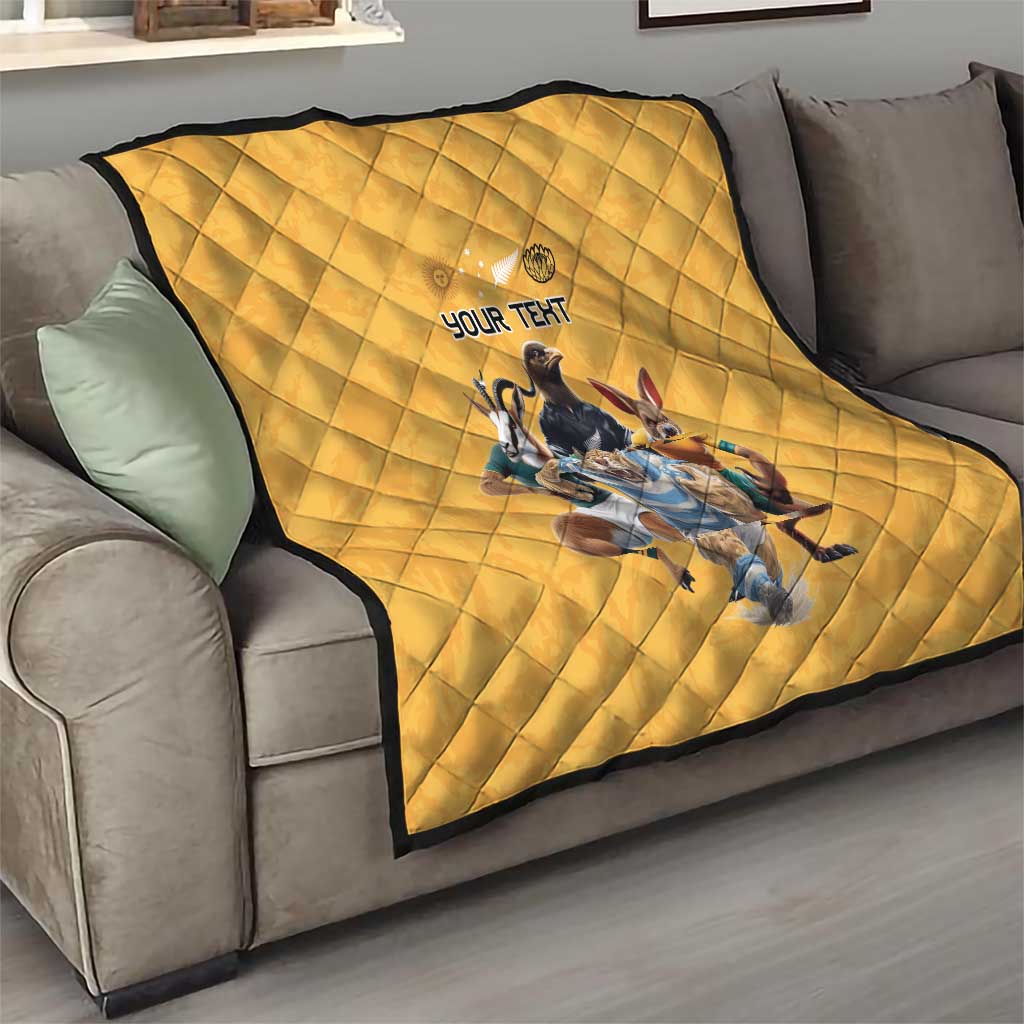 Custom Rugby Southern Hemisphere Quilt Argentina AUNZ South Africa Mascot Gold - Aussie Hoodie