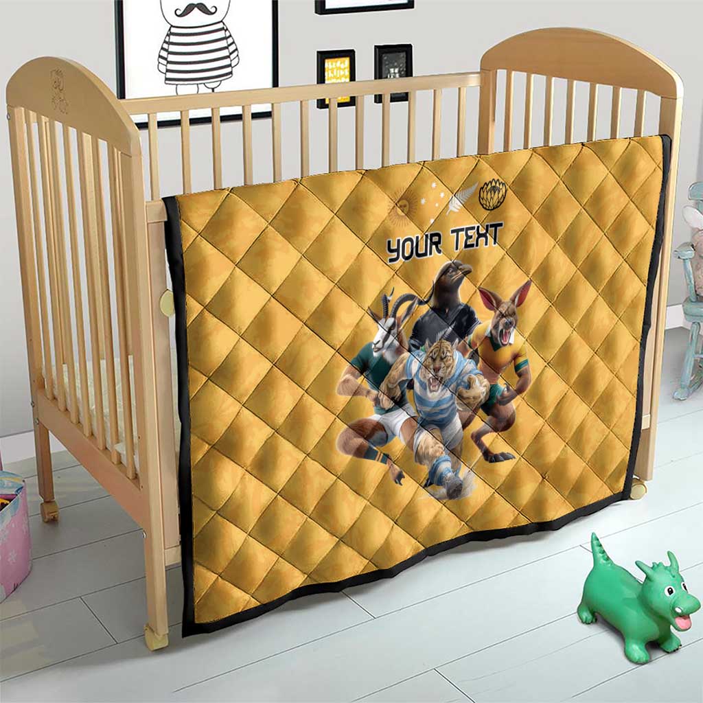 Custom Rugby Southern Hemisphere Quilt Argentina AUNZ South Africa Mascot Gold - Aussie Hoodie