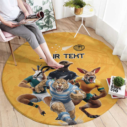 Custom Rugby Southern Hemisphere Round Carpet Argentina AUNZ South Africa Mascot Gold - Aussie Hoodie