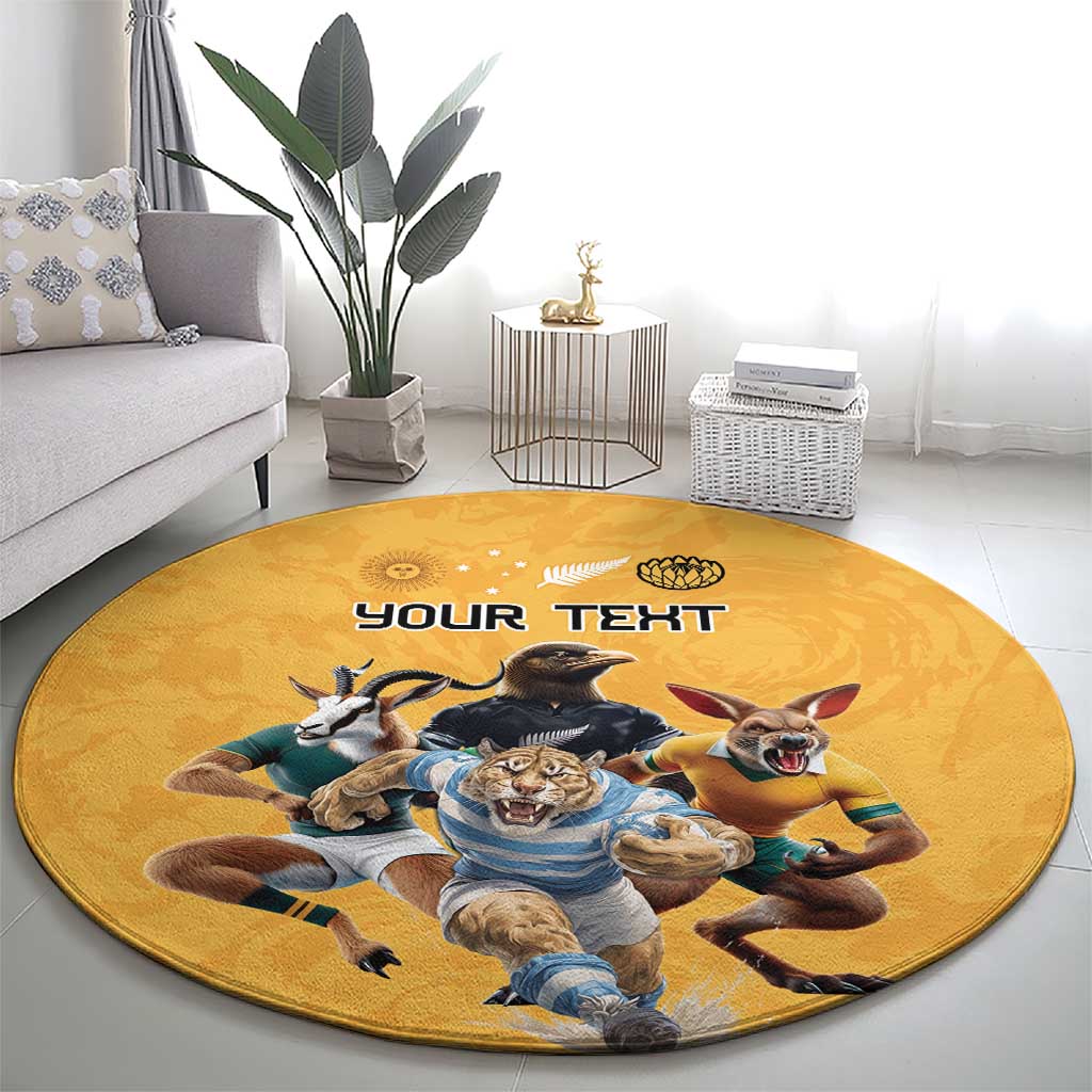 Custom Rugby Southern Hemisphere Round Carpet Argentina AUNZ South Africa Mascot Gold - Aussie Hoodie