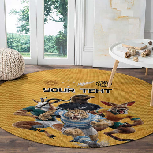 Custom Rugby Southern Hemisphere Round Carpet Argentina AUNZ South Africa Mascot Gold - Aussie Hoodie