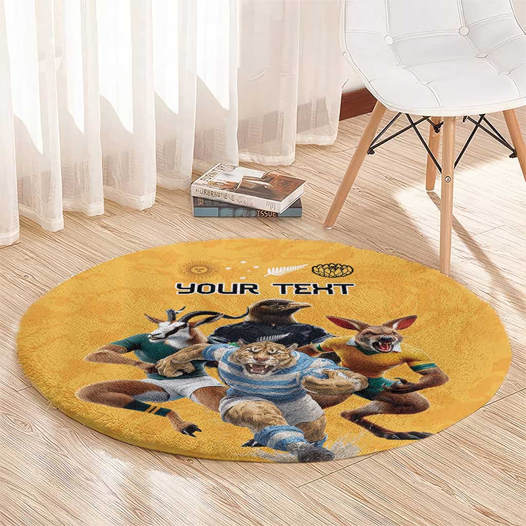 Custom Rugby Southern Hemisphere Round Carpet Argentina AUNZ South Africa Mascot Gold - Aussie Hoodie