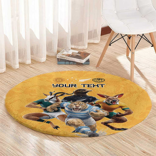 Custom Rugby Southern Hemisphere Round Carpet Argentina AUNZ South Africa Mascot Gold - Aussie Hoodie