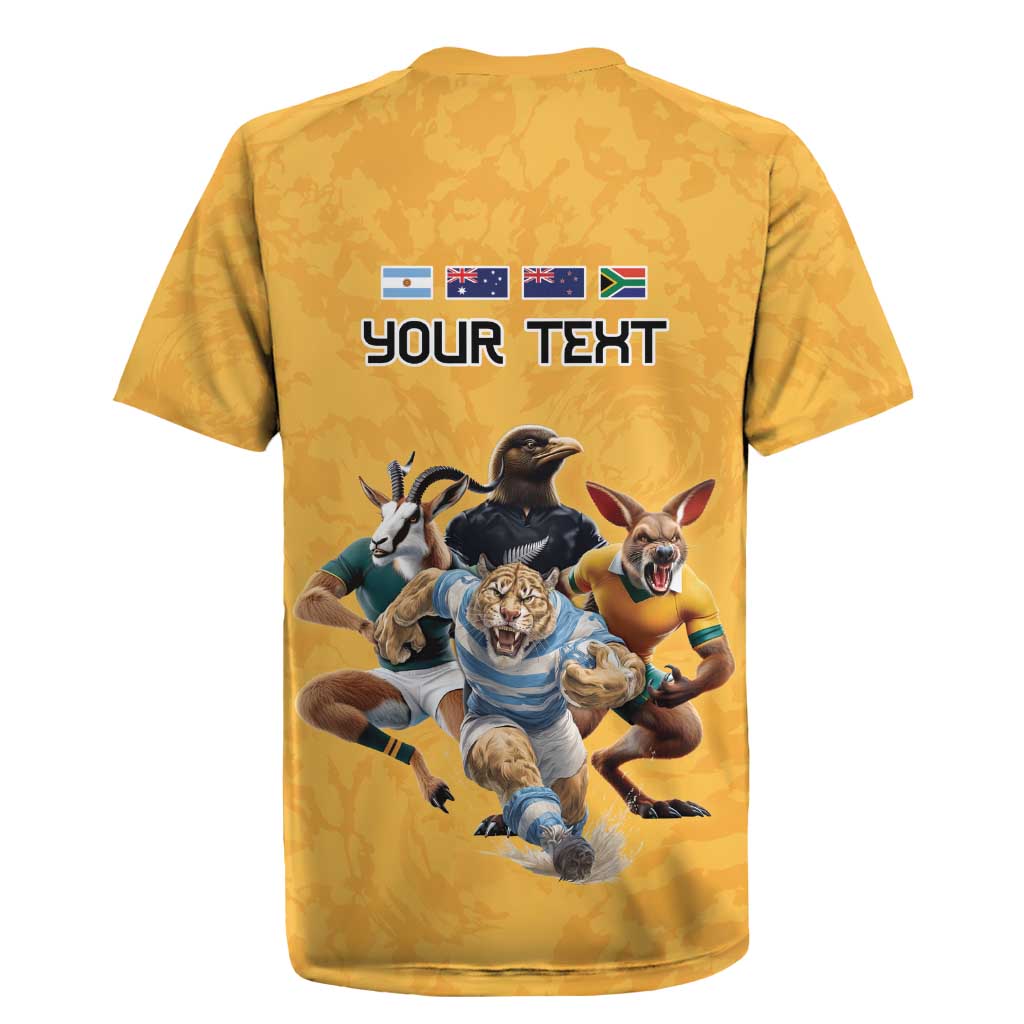 Custom Rugby Southern Hemisphere Rugby Jersey Argentina AUNZ South Africa Mascot Gold - Aussie Hoodie