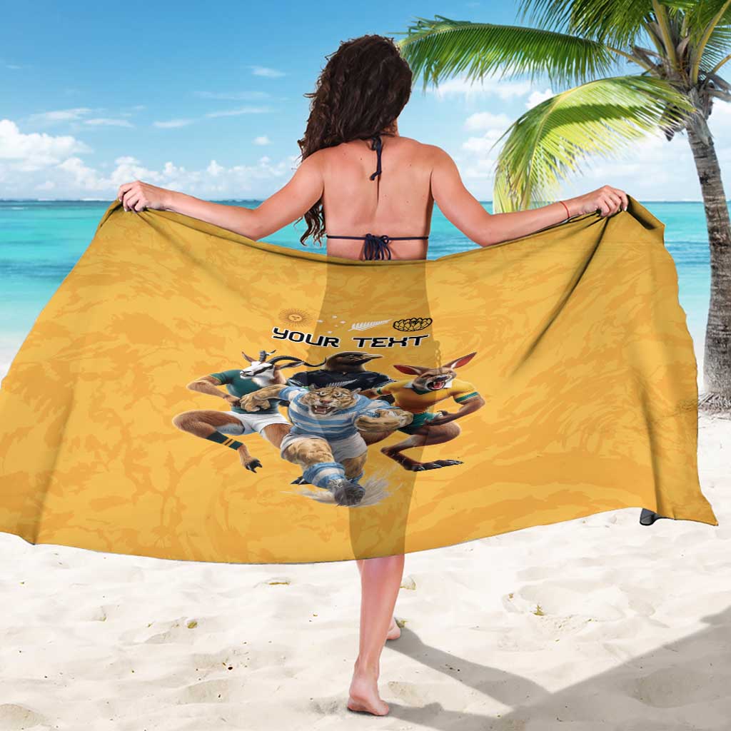 Custom Rugby Southern Hemisphere Sarong Argentina AUNZ South Africa Mascot Gold - Aussie Hoodie