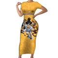 Custom Rugby Southern Hemisphere Short Sleeve Bodycon Dress Argentina AUNZ South Africa Mascot Gold - Aussie Hoodie