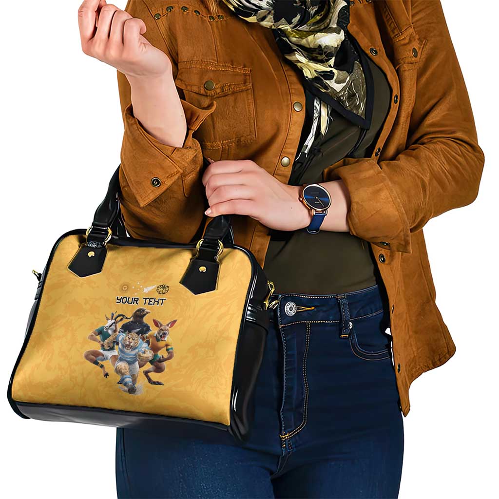 Custom Rugby Southern Hemisphere Shoulder Handbag Argentina AUNZ South Africa Mascot Gold - Aussie Hoodie