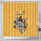Custom Rugby Southern Hemisphere Shower Curtain Argentina AUNZ South Africa Mascot Gold - Aussie Hoodie