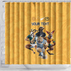 Custom Rugby Southern Hemisphere Shower Curtain Argentina AUNZ South Africa Mascot Gold - Aussie Hoodie