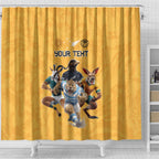Custom Rugby Southern Hemisphere Shower Curtain Argentina AUNZ South Africa Mascot Gold - Aussie Hoodie