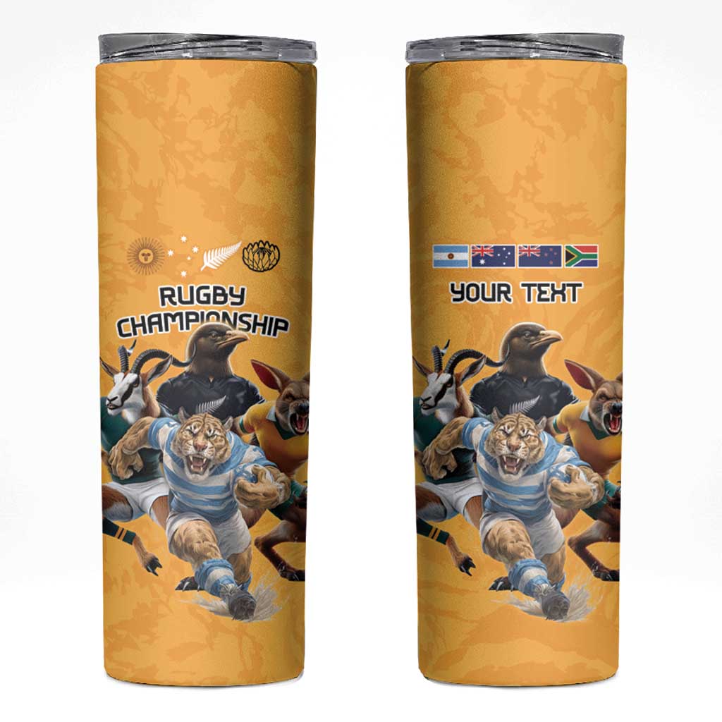 Custom Rugby Southern Hemisphere Skinny Tumbler Argentina AUNZ South Africa Mascot Gold - Aussie Hoodie