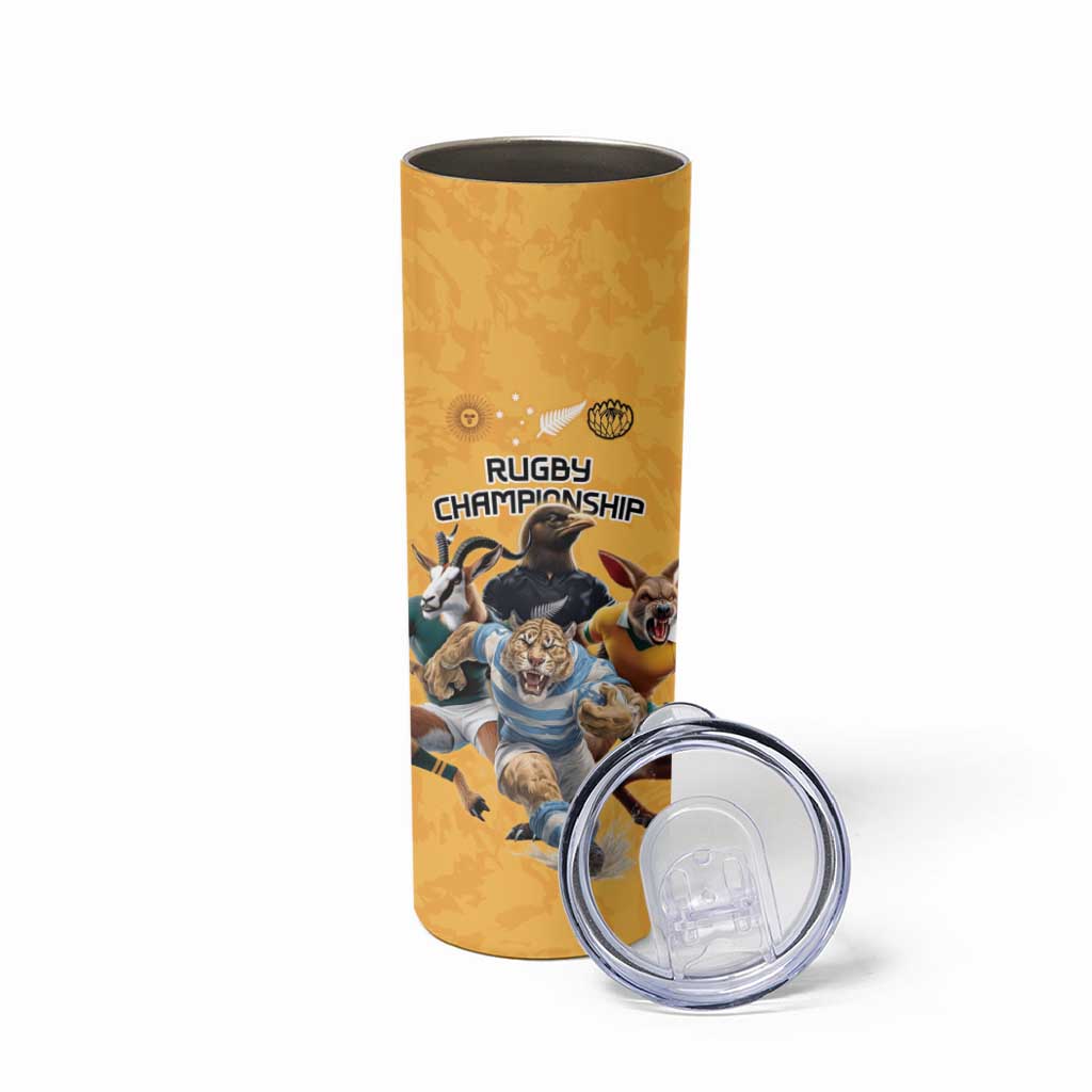 Custom Rugby Southern Hemisphere Skinny Tumbler Argentina AUNZ South Africa Mascot Gold - Aussie Hoodie