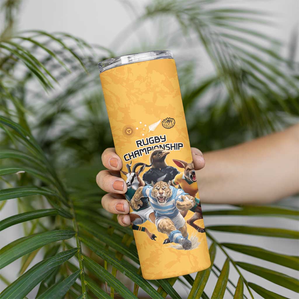 Custom Rugby Southern Hemisphere Skinny Tumbler Argentina AUNZ South Africa Mascot Gold - Aussie Hoodie