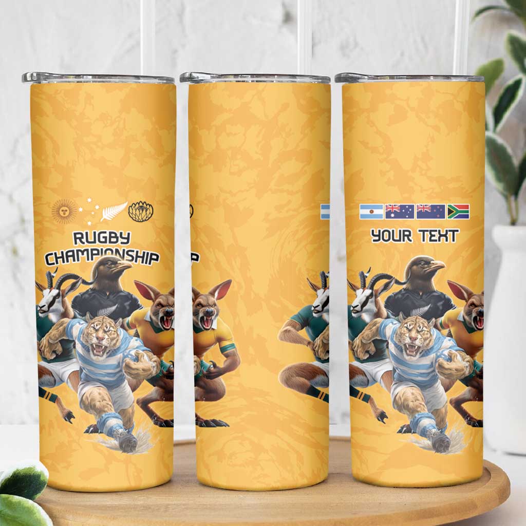 Custom Rugby Southern Hemisphere Skinny Tumbler Argentina AUNZ South Africa Mascot Gold - Aussie Hoodie