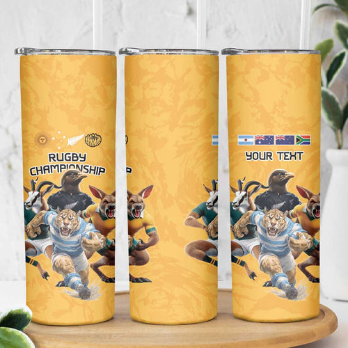Custom Rugby Southern Hemisphere Skinny Tumbler Argentina AUNZ South Africa Mascot Gold - Aussie Hoodie