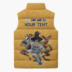 Custom Rugby Southern Hemisphere Sleeveless Puffer Jacket Argentina AUNZ South Africa Mascot Gold - Aussie Hoodie