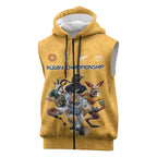 Custom Rugby Southern Hemisphere Sleeveless Zip Hoodie Argentina AUNZ South Africa Mascot Gold LT9