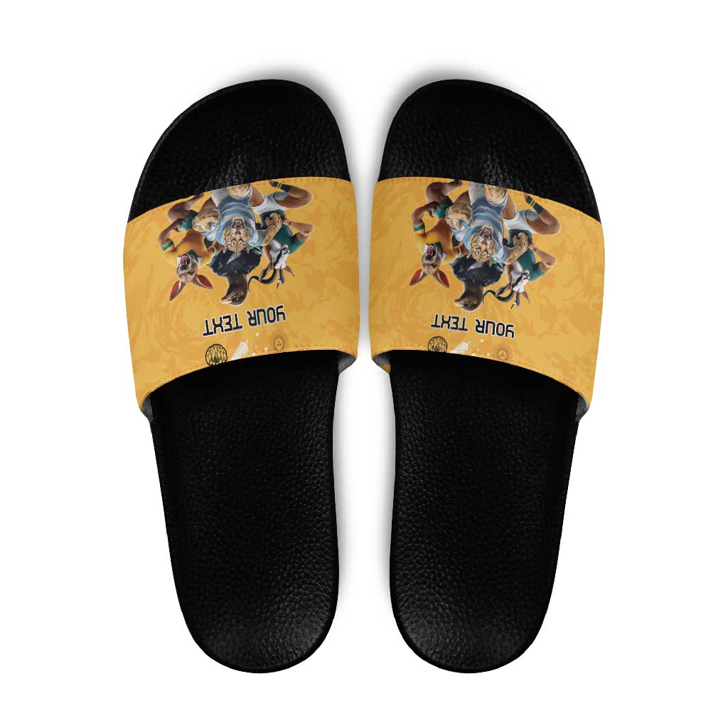 Custom Rugby Southern Hemisphere Slide Sandals Argentina AUNZ South Africa Mascot Gold - Aussie Hoodie