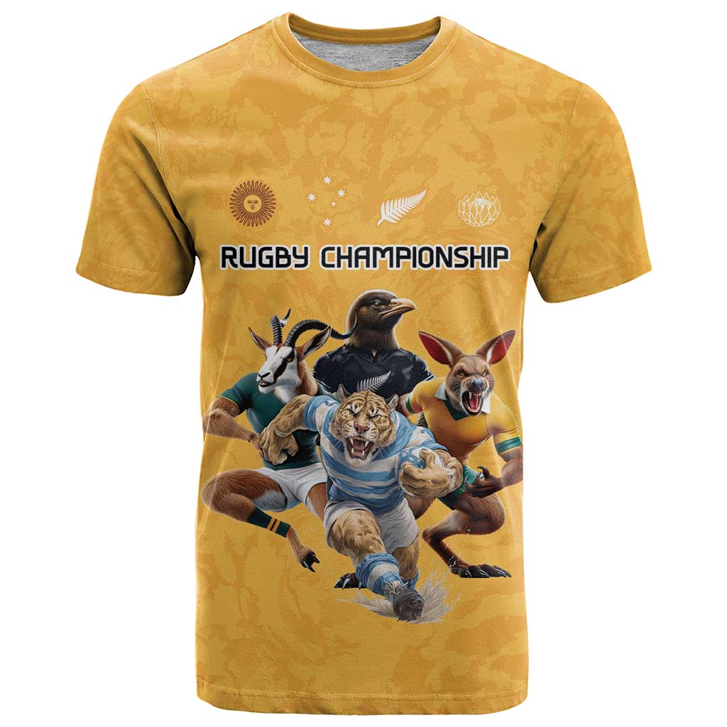 Custom Rugby Southern Hemisphere T Shirt Argentina AUNZ South Africa Mascot Gold - Aussie Hoodie