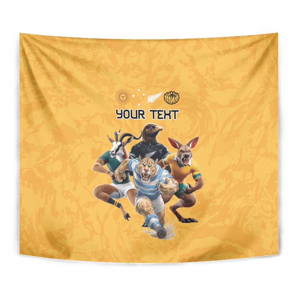 Custom Rugby Southern Hemisphere Tapestry Argentina AUNZ South Africa Mascot Gold - Aussie Hoodie