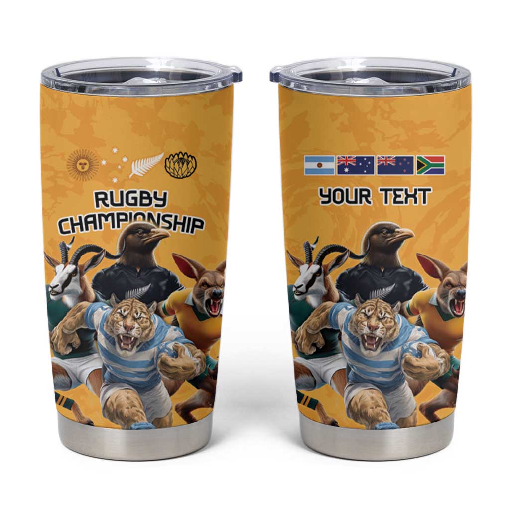 Custom Rugby Southern Hemisphere Tumbler Cup Argentina AUNZ South Africa Mascot Gold - Aussie Hoodie