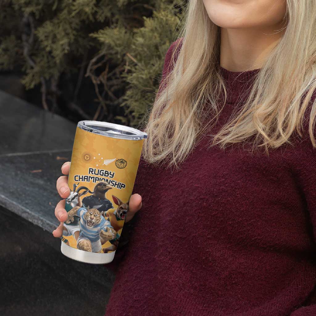 Custom Rugby Southern Hemisphere Tumbler Cup Argentina AUNZ South Africa Mascot Gold - Aussie Hoodie