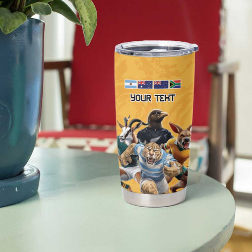 Custom Rugby Southern Hemisphere Tumbler Cup Argentina AUNZ South Africa Mascot Gold - Aussie Hoodie