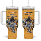 Custom Rugby Southern Hemisphere Tumbler With Handle Argentina AUNZ South Africa Mascot Gold - Aussie Hoodie