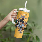 Custom Rugby Southern Hemisphere Tumbler With Handle Argentina AUNZ South Africa Mascot Gold - Aussie Hoodie