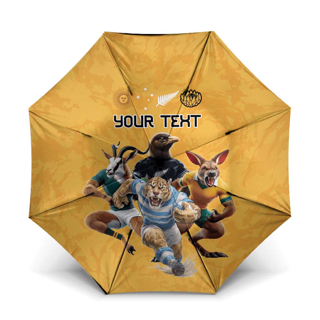 Custom Rugby Southern Hemisphere Umbrella Argentina AUNZ South Africa Mascot Gold - Aussie Hoodie