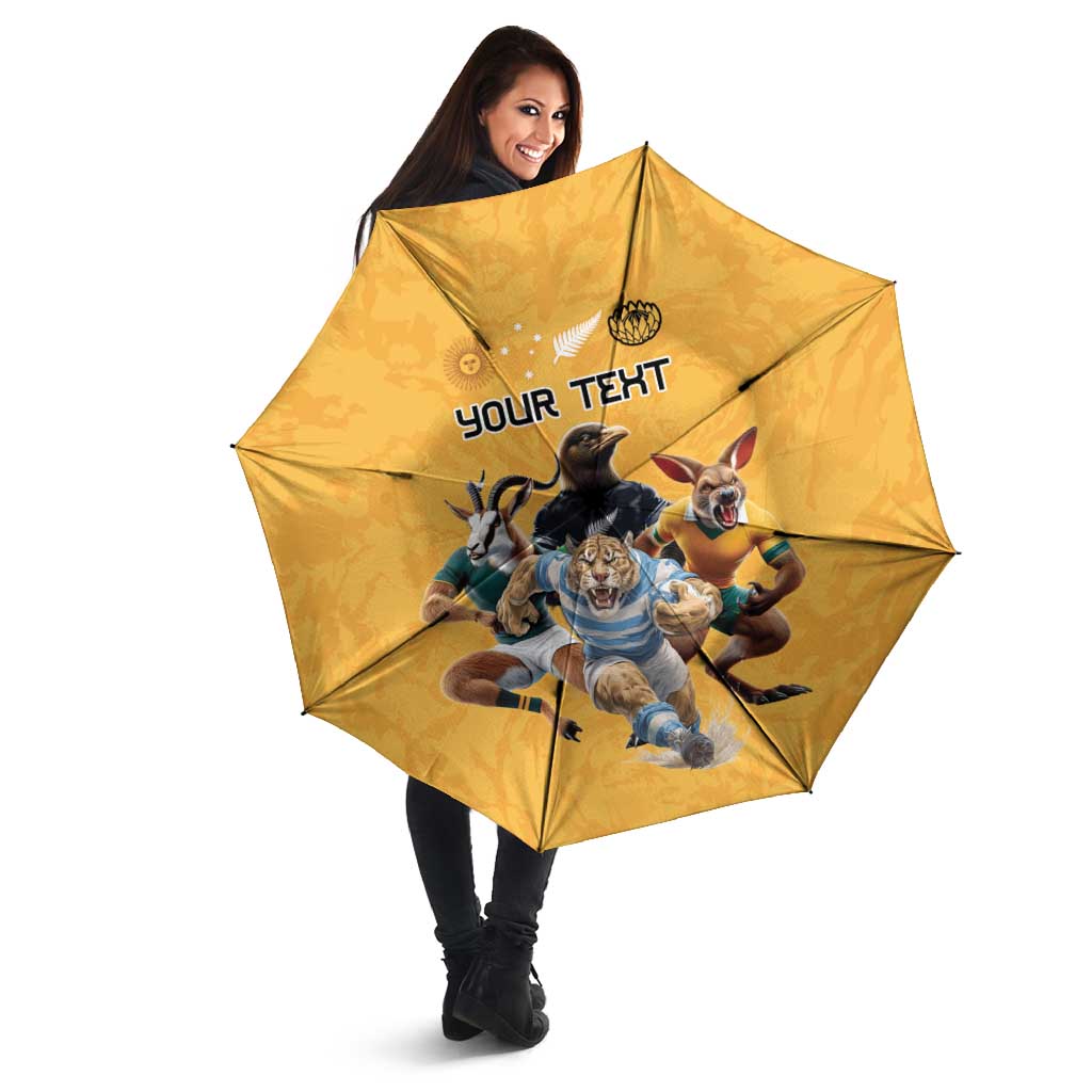 Custom Rugby Southern Hemisphere Umbrella Argentina AUNZ South Africa Mascot Gold - Aussie Hoodie