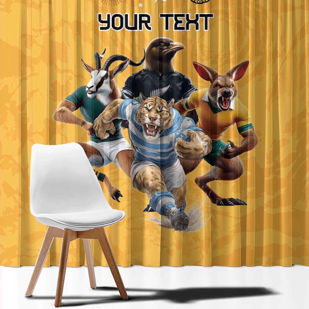 Custom Rugby Southern Hemisphere Window Curtain Argentina AUNZ South Africa Mascot Gold - Aussie Hoodie