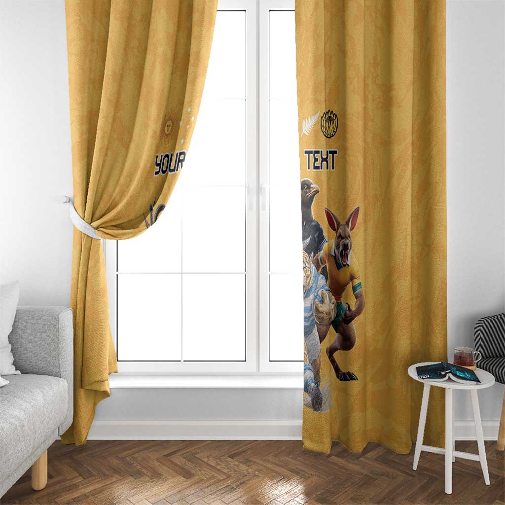 Custom Rugby Southern Hemisphere Window Curtain Argentina AUNZ South Africa Mascot Gold - Aussie Hoodie